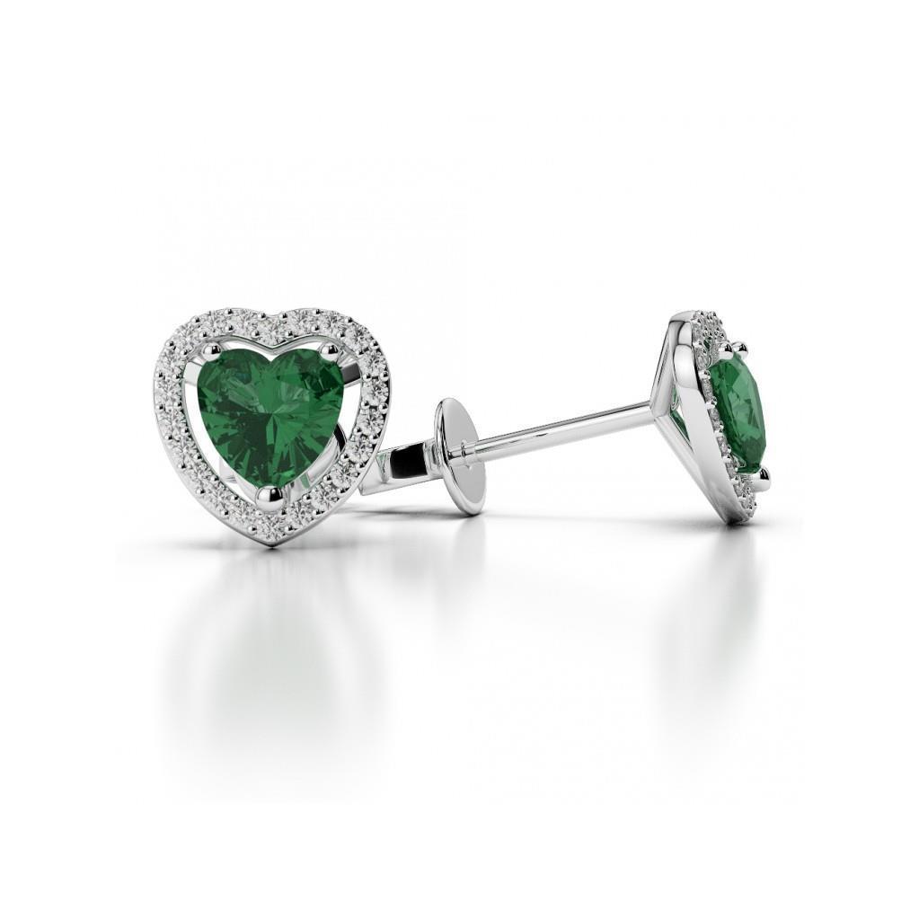 3,80 Karat Smaragd im Herzschliff mit runden Diamantohrsteckern - harrychadent.de