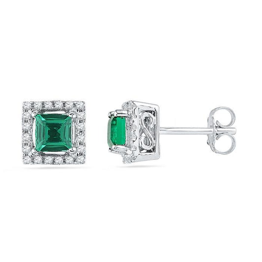 3,90 Karat Grün Smaragd mit Diamant Pave Ohrstecker Halo