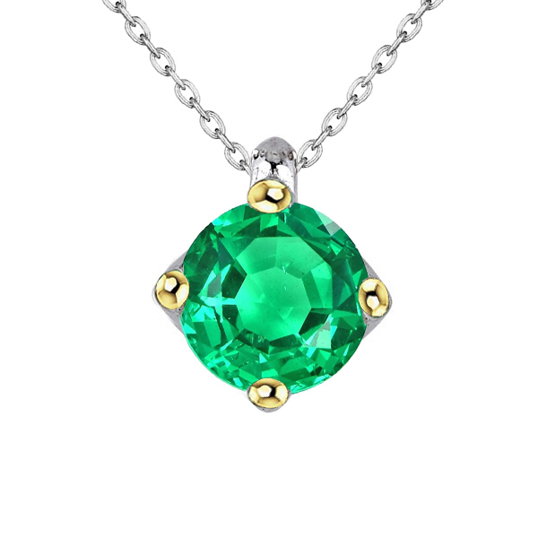 Edelstein-Anhänger Zweifarbiges 14K Gold mit Edler Smaragd – Hauptansicht