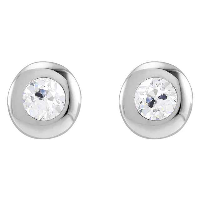 Edler Diamant Old Mine Cut Ohrstecker in 14 Karat Weißgold – Hauptansicht