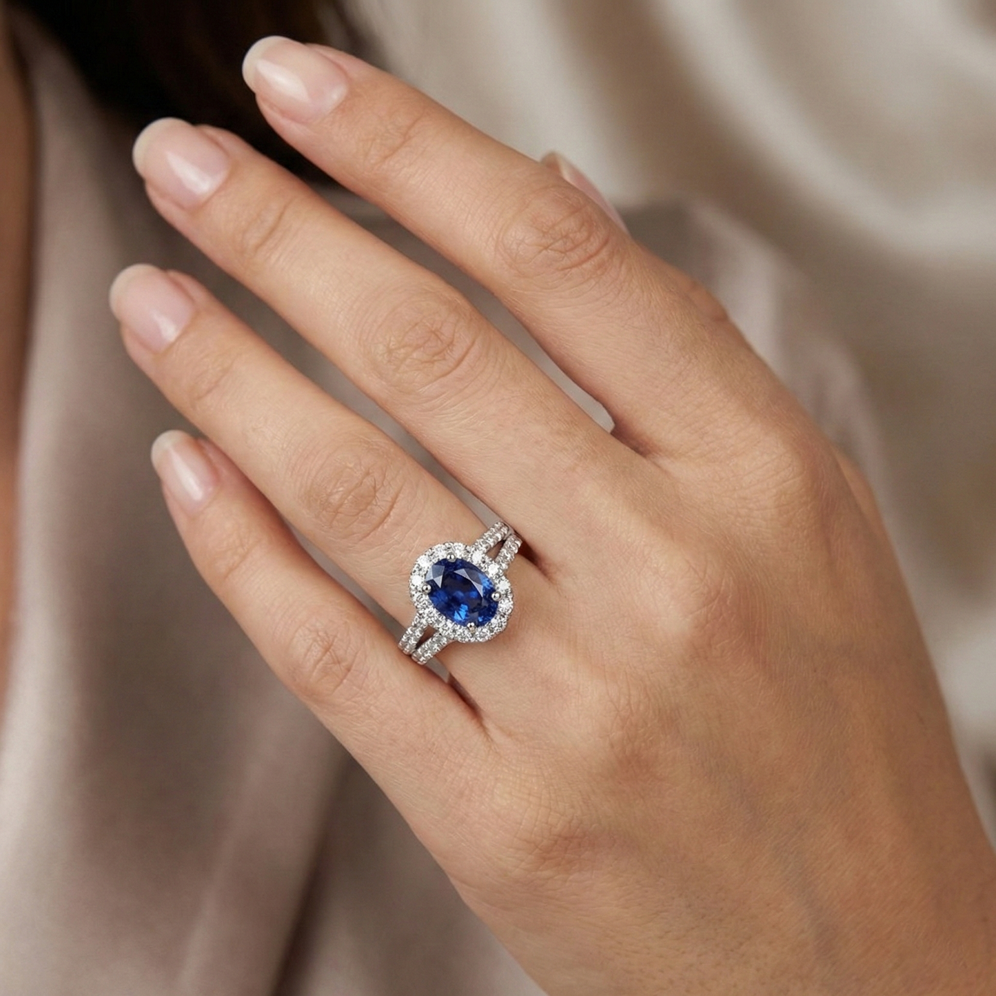 echter oval saphir 3Karat ring Profilansicht