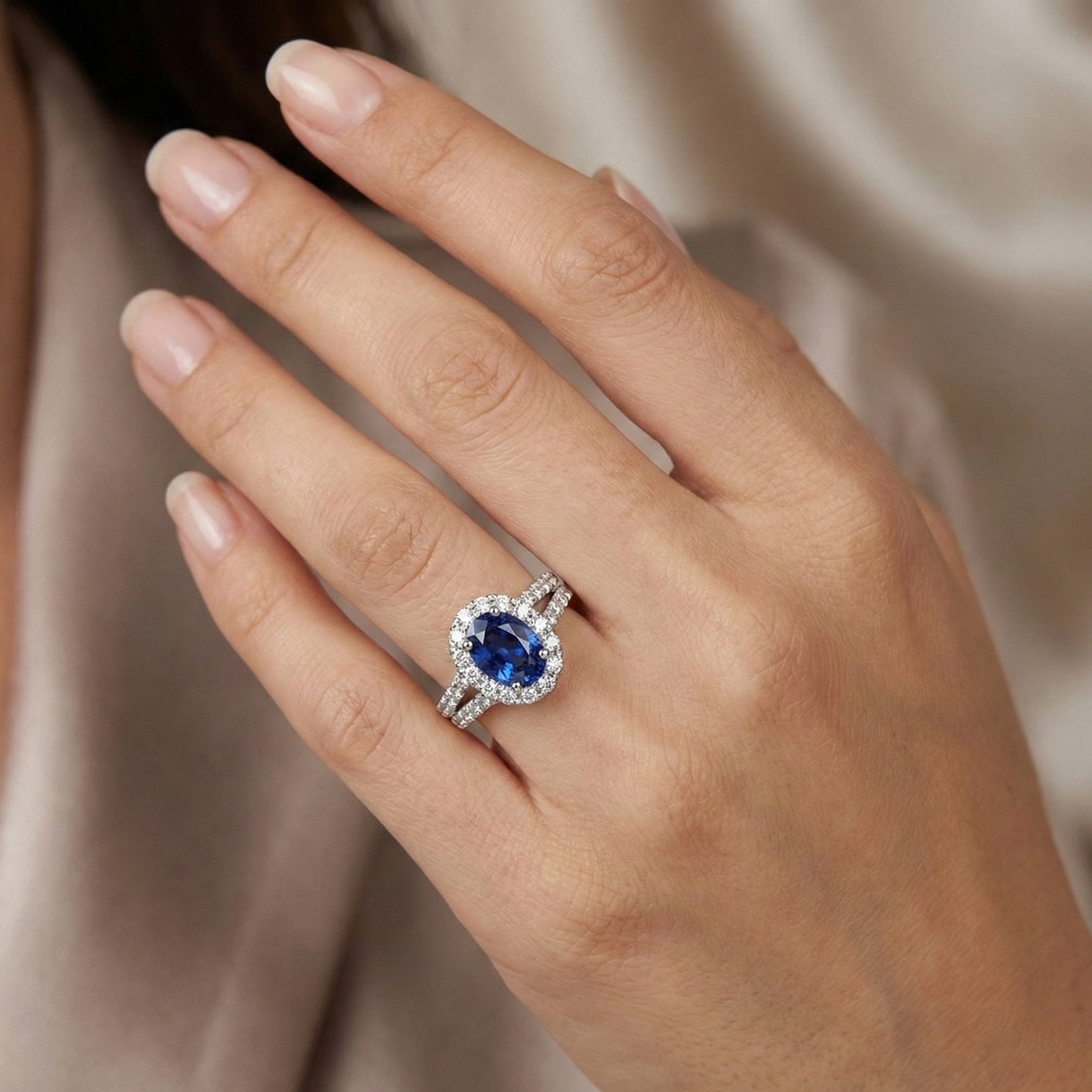 echter oval saphir 3Karat ring Profilansicht