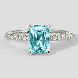 3 Karat Paraiba-Ring im Kissenschliff mit Diamantring
