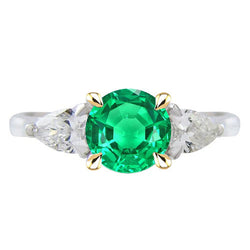 2,50 Karat Edler Smaragd Edelstein-Ring in Zweifarbiges 14K Gold