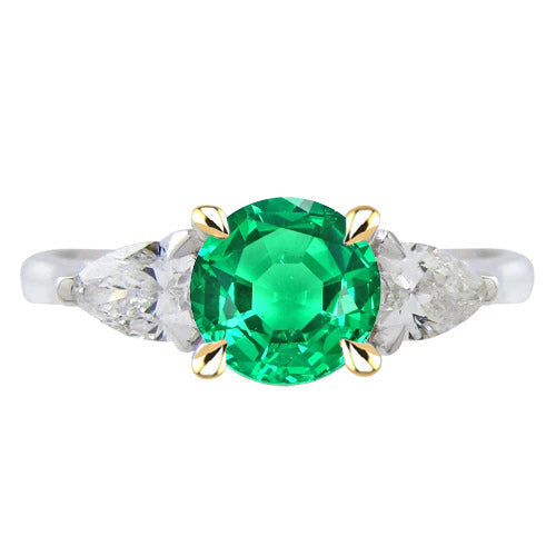 Edelstein-Ring Zweifarbiges 14K Gold mit Edler Smaragd – Hauptansicht