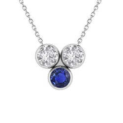 Kornblumenblauer Saphir im Rund-Brillant Stein-Halskette 3 Karat