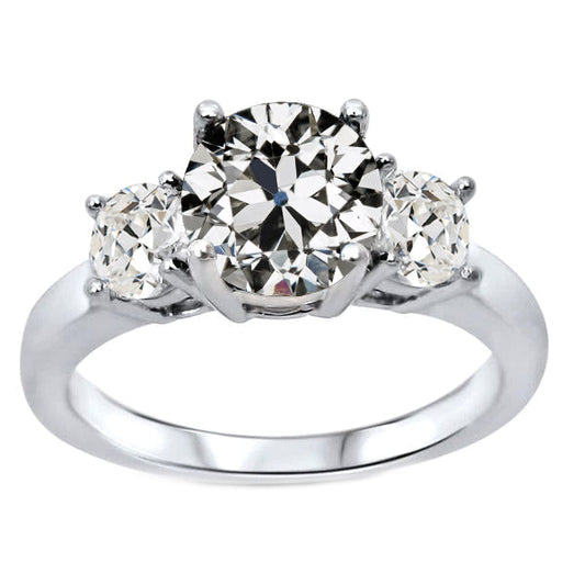 Dreisteinring 14K Weißgold mit Diamant – Hauptansicht