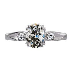 Echter Old Mine Cut Brillant Drei-Stein-Ring – 3,50 Karat in 14K