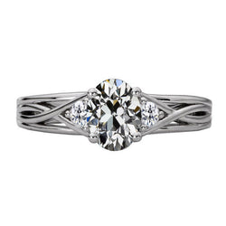 Brillant Gedrehte Schiene Drei-Stein-Ring 3 Karat in 14 Karat