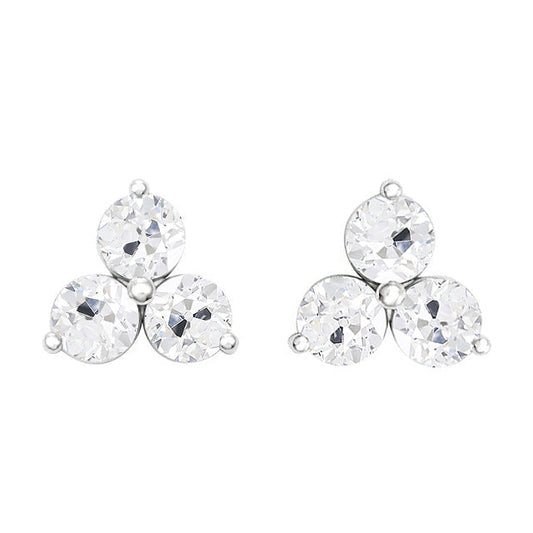 Diamant Antik-Kissen-Schliff Ohrringe in 14K Weißgold – Frontansicht