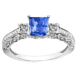 14K Weißgold Royalblauer Saphir Farbstein-Ring – 4,50-Karat