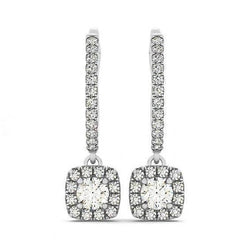 3.00 Karat runde Echt Diamanten hängende baumelnde Paar Ohrringe Weiß 14K