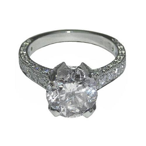 3.01 ct. Runder Echt Diamant-Verlobungsring mit Brillantschliff im Idealschliff Platin
