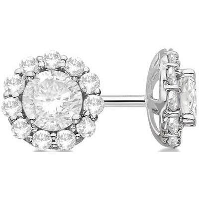 3.10 Carats Runden Echt Diamant Stud Halo Earring White Gold Fine Jewelry