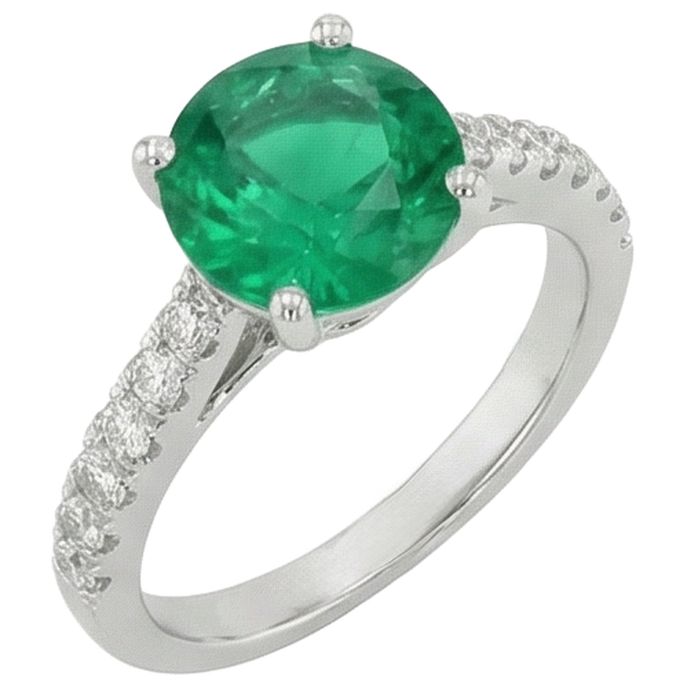 echter round smaragd 3.15Karat ring Draufsicht