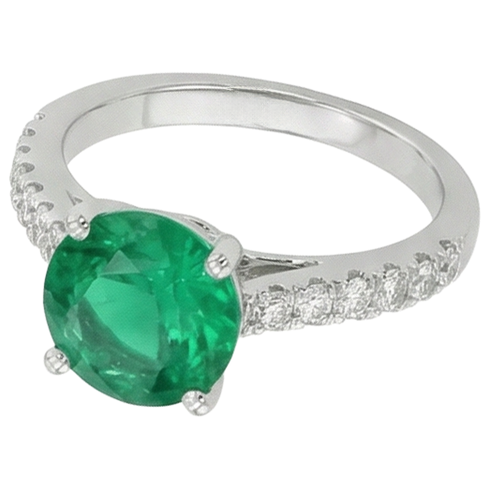 echter round smaragd 3.15Karat ring Profilansicht