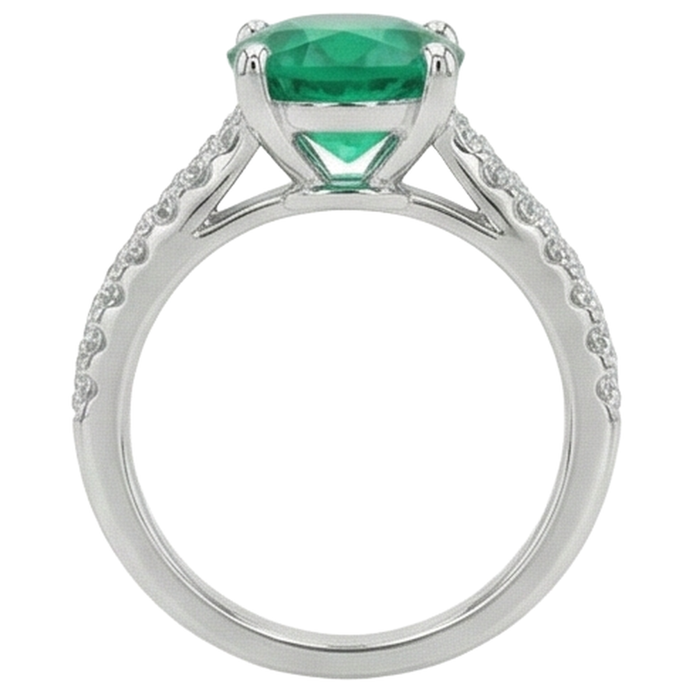 echter round smaragd 3.15Karat ring mit Diamantbesatz