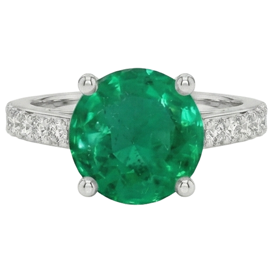 echter round smaragd 3.15Karat ring Seitenansicht