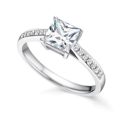 3.20 ct Prinzessin und runder Echt Diamantring Weißgold 14K