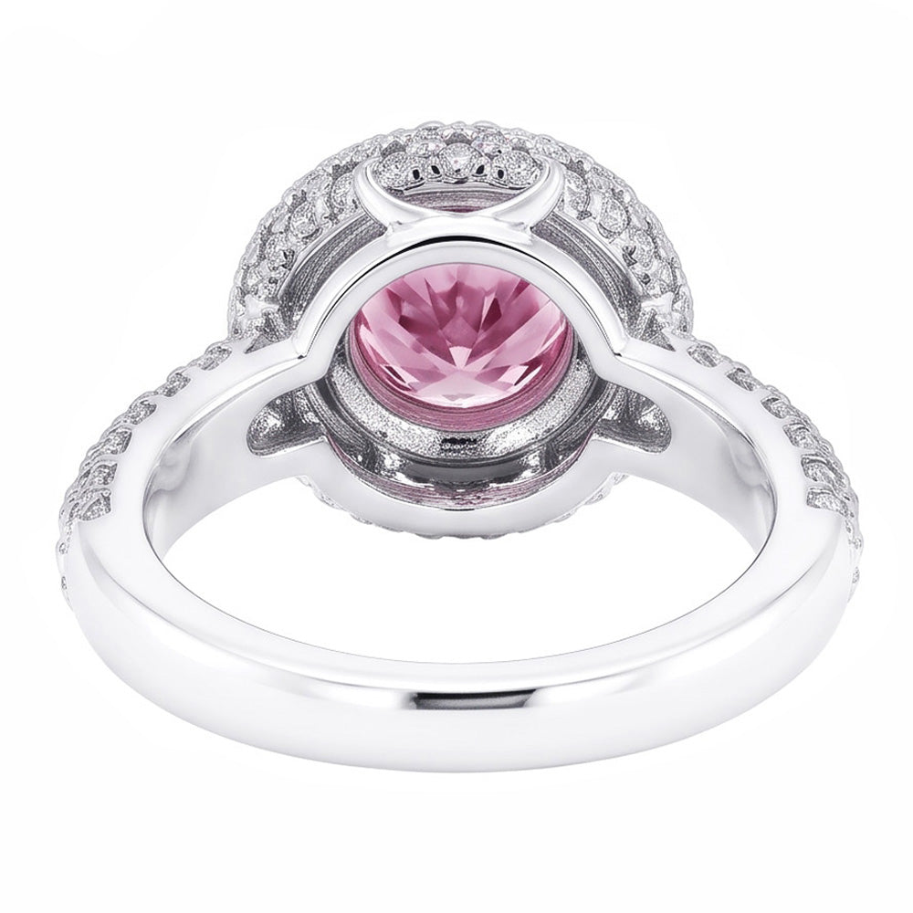 3,21 ct runder rosa Halo-Edelstein-Ring Weißgold