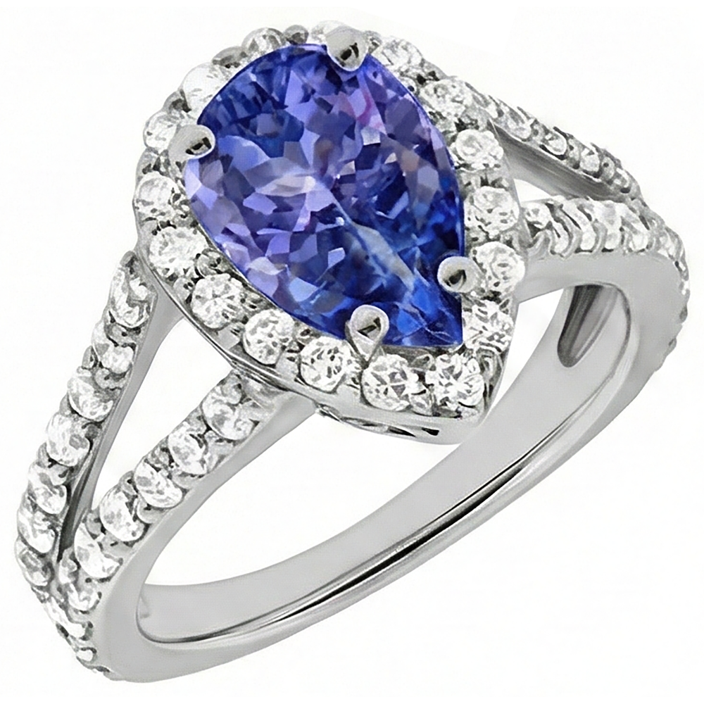 echter round tansanit 3.25Karat ring Seitenansicht