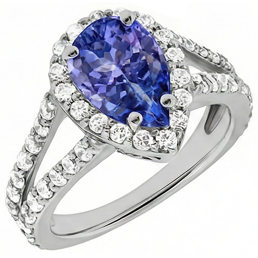 echter round tansanit 3.25Karat ring Seitenansicht