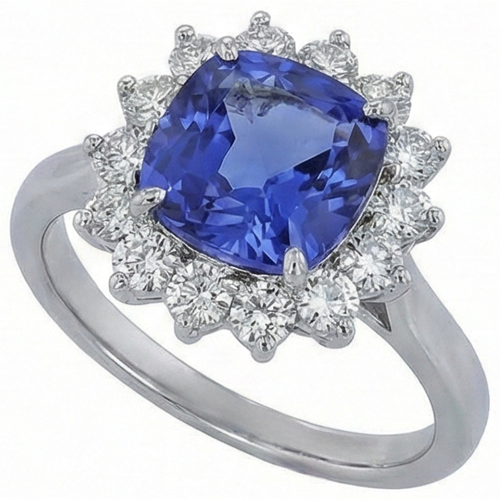 echter asscher diamant 3.25Karat ring Draufsicht
