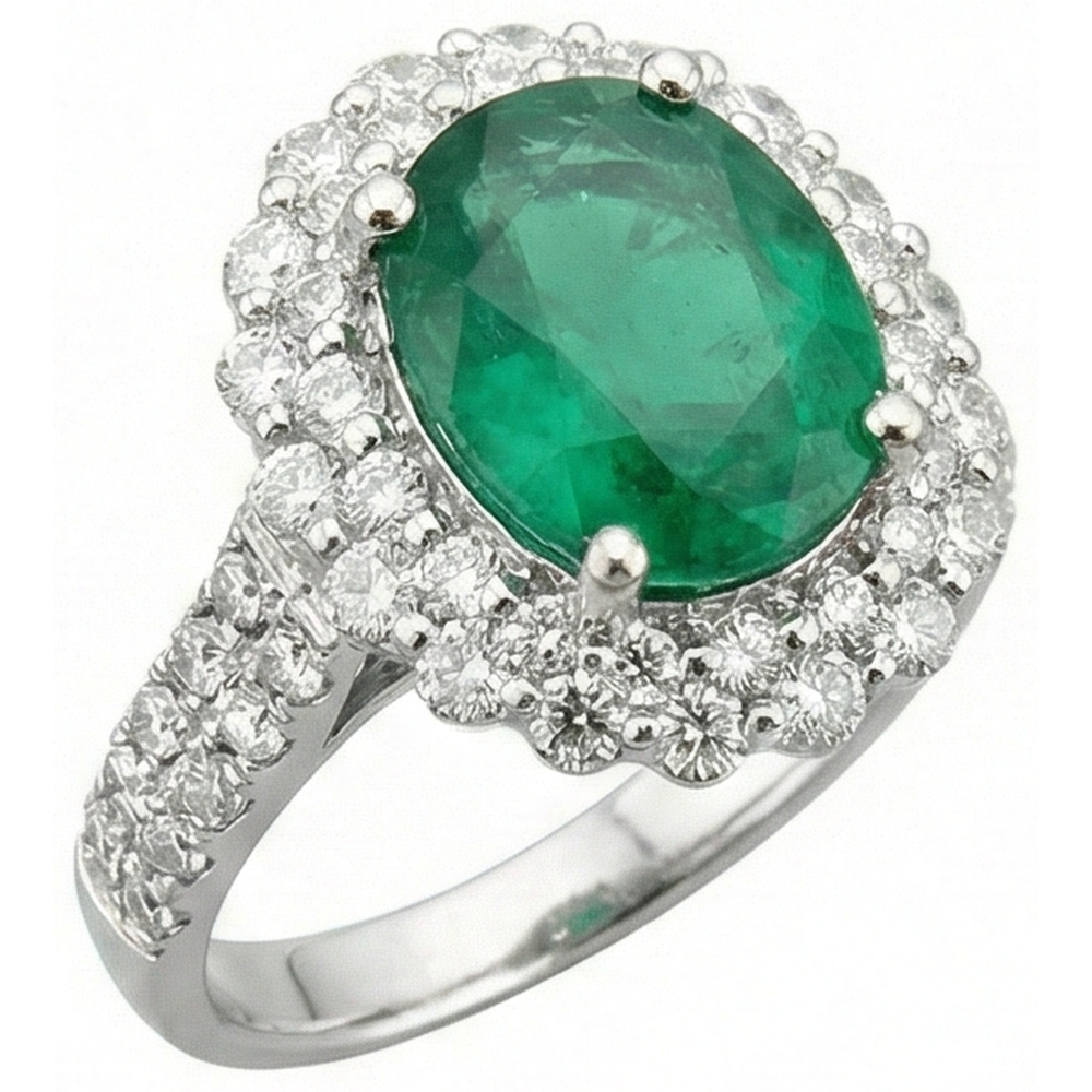 echter oval smaragd 3Karat ring Detailansicht