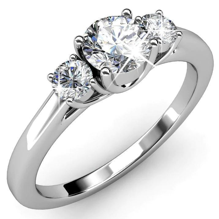 3.25 ct Natürliche Diamant Verlobungsring mit drei Steinen im Rundschliff Weißgold