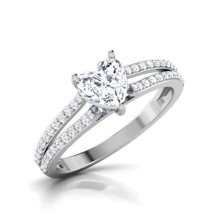 3.30 Karat Echt Diamant-Verlobungsring mit Herz und Rundschliff Weißgold 14K