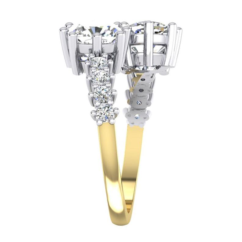 3,30 Karat Diamantring im doppelten Kissenschliff in 14 Karat Weißgold