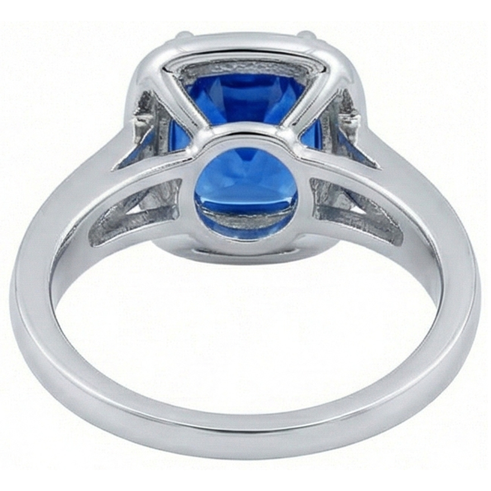 3,35 Karat Ceylon Blauer Saphir und runde Aus der Erde Abgebauter Natürlicher Diamanten Verlobungsring