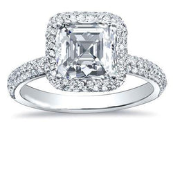 3.35 Karat Echt Aus der Erde Abgebauter Natürlicher Diamant-Verlobungsring Halo Weißgold