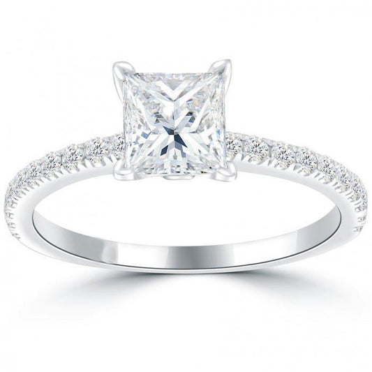 3.40 Karat Prinzessin & runder Diamantring mit Akzenten - harrychadent.de