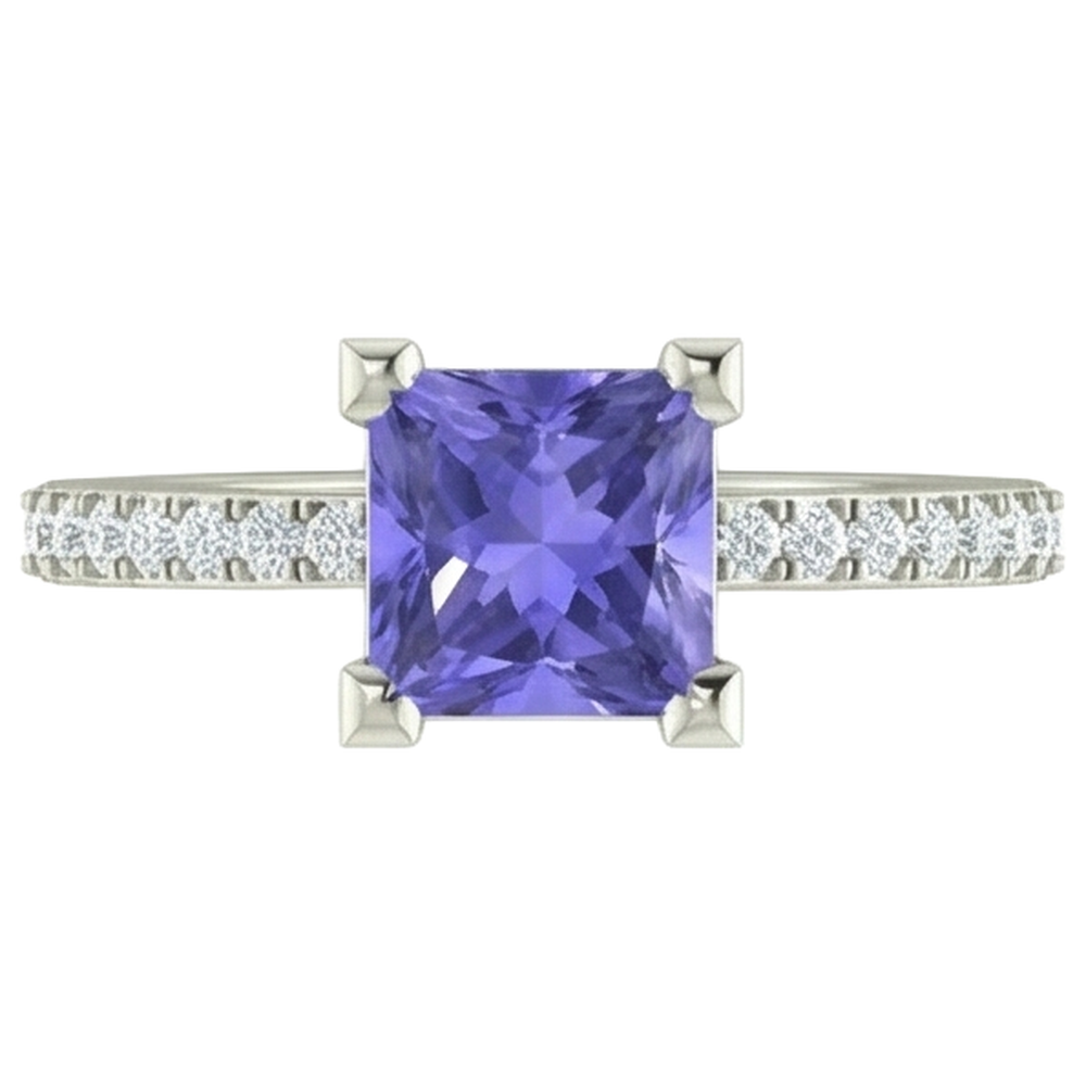 echter princess diamant 3.40Karat ring Seitenansicht