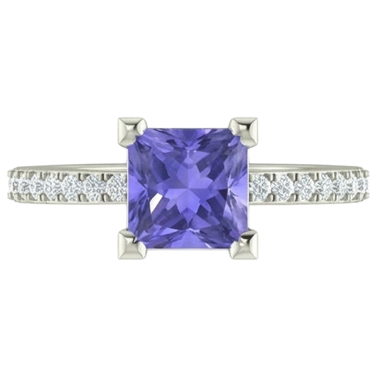 echter princess diamant 3.40Karat ring Seitenansicht