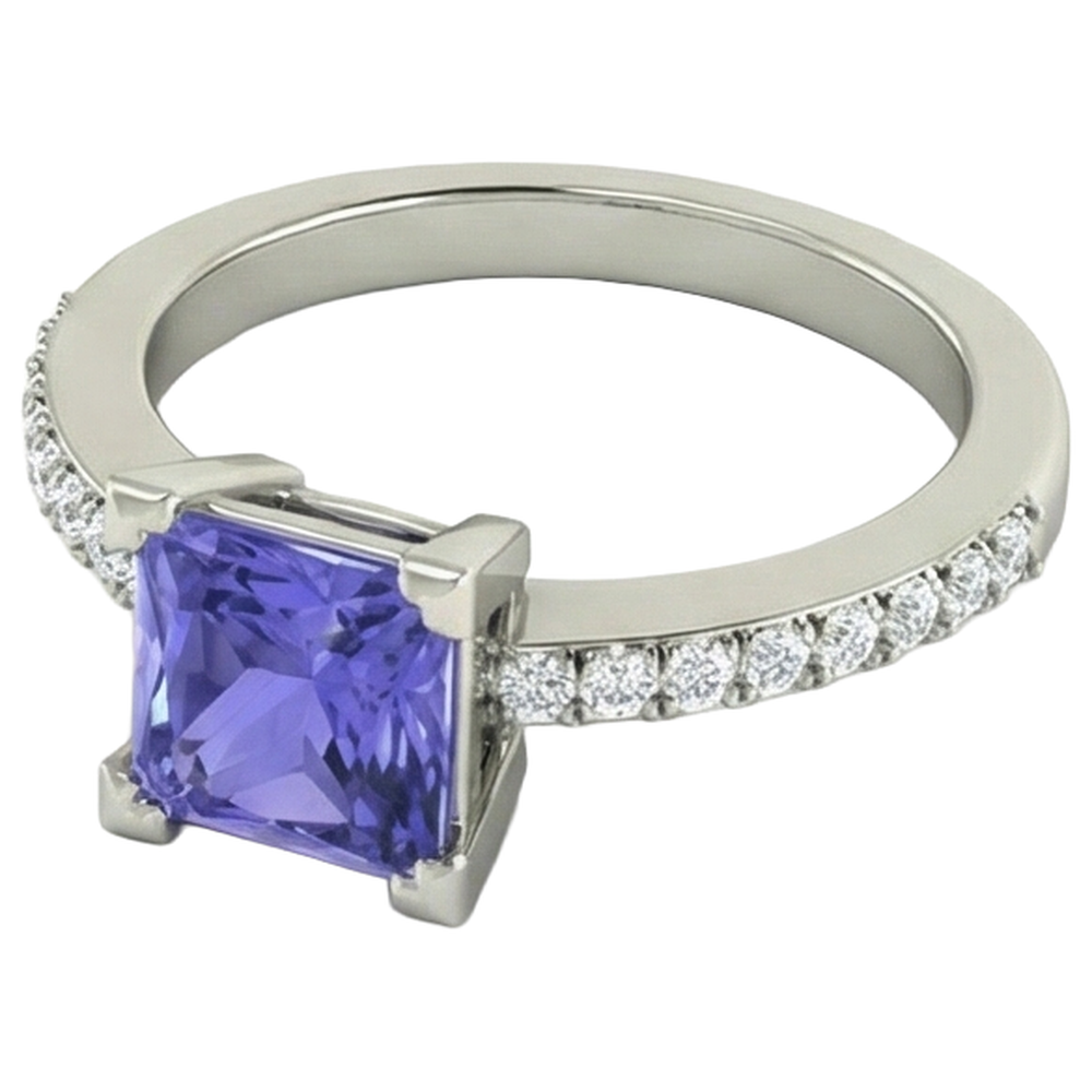 echter princess diamant 3.40Karat ring Profilansicht