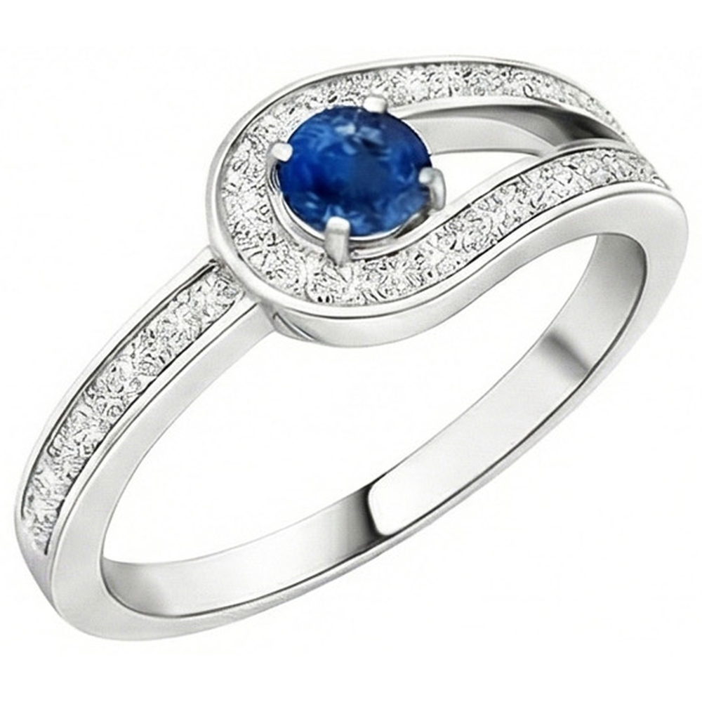 3,40 ct Ceylon Saphir Aus der Erde Abgebauter Natürlicher Diamanten Ehering Weißgold 14K