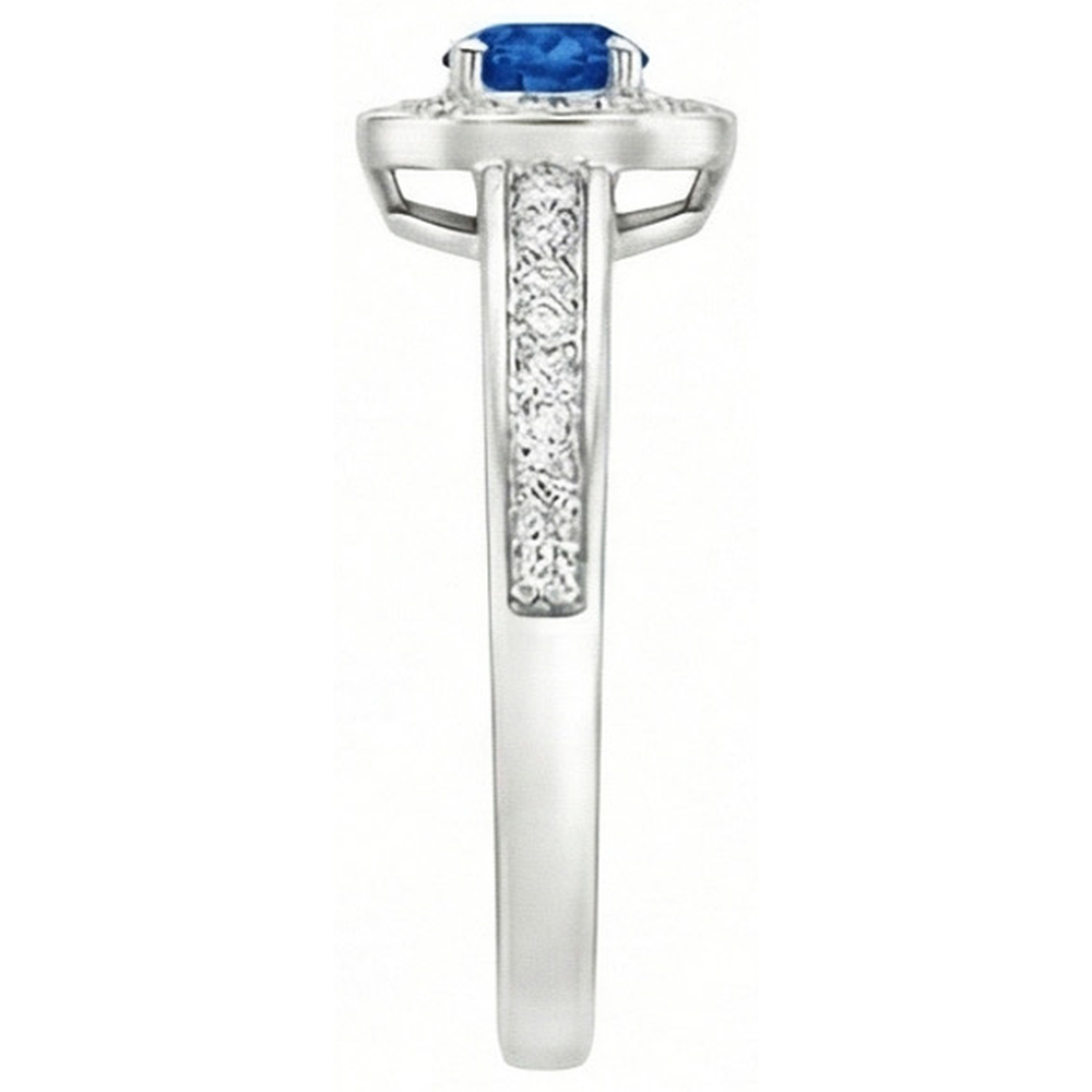 3,40 ct Ceylon Saphir Aus der Erde Abgebauter Natürlicher Diamanten Ehering Weißgold 14K