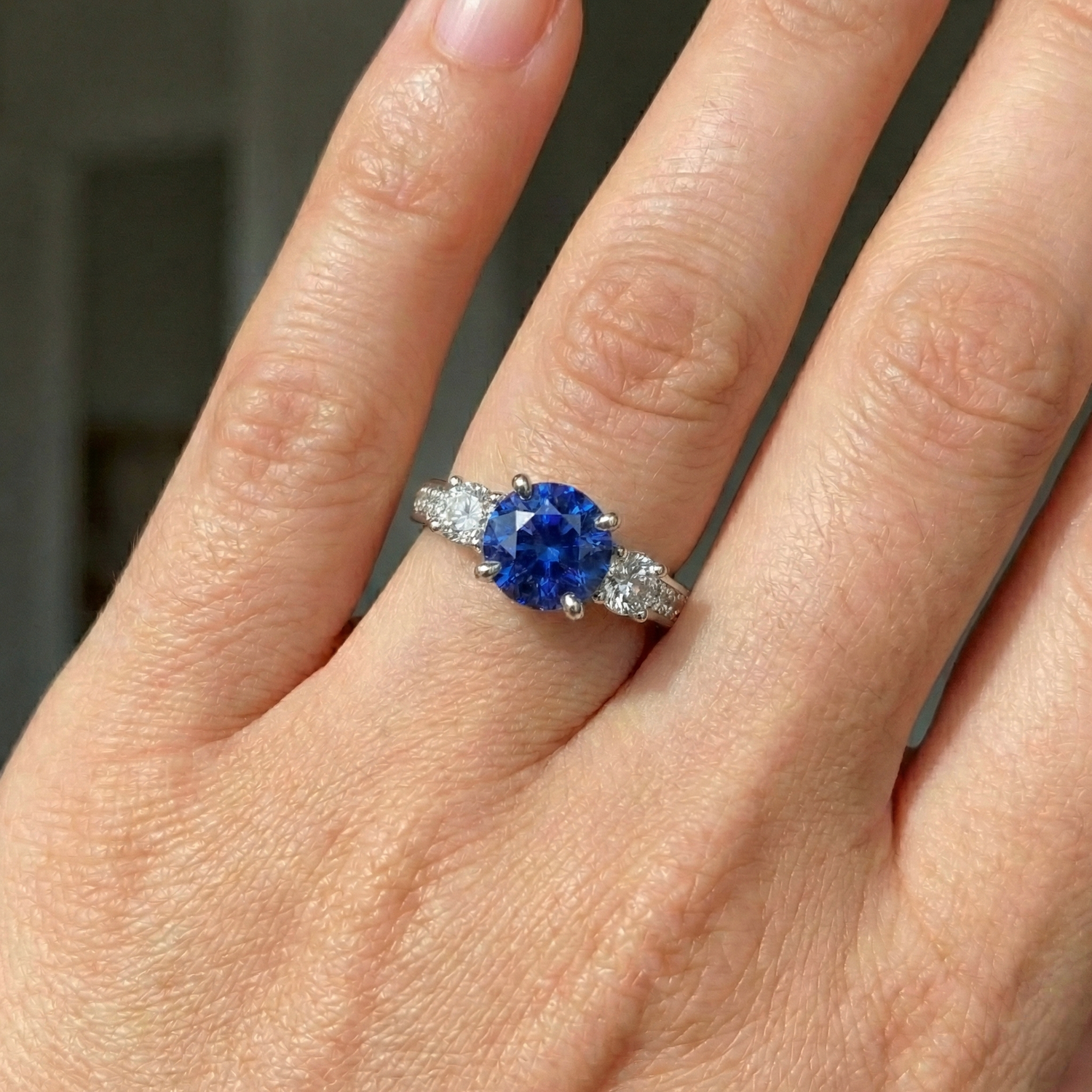 echter round diamant 3.40Karat ring Band Detail