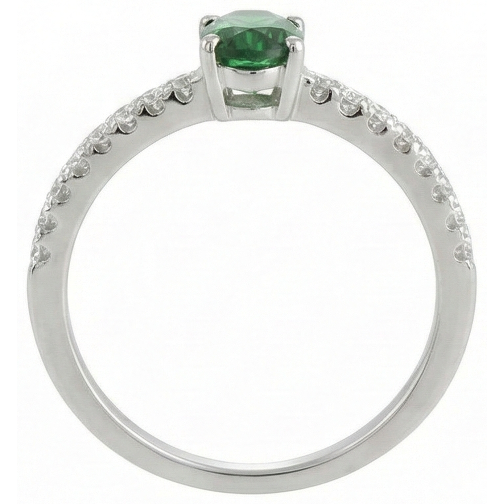 3,5 Karat grüner Ehering mit Smaragd und Aus der Erde Abgebauter Natürlicher Diamant