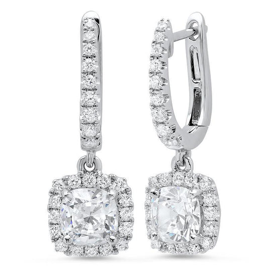 3.50 Carats Jewelry Cushion And Runden Halo Echt Diamant Dangle Earring