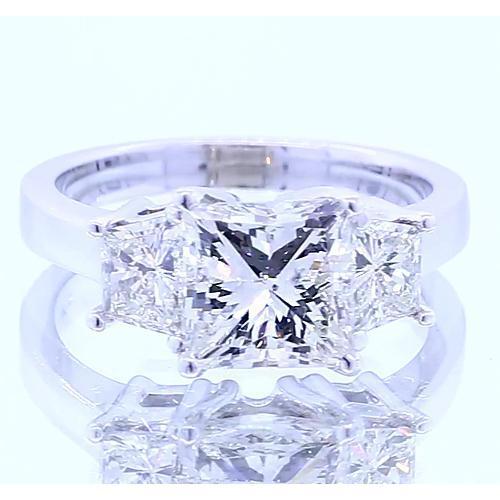 3.50 Karat Drei-Stein-Prinzessin-Echt Diamant-Verlobungsring Neu