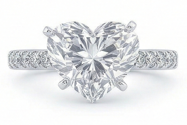 3,50 Karat Herz & Runder Echt Aus der Erde Abgebauter Natürlicher Diamant Ehering Schmuck Neu