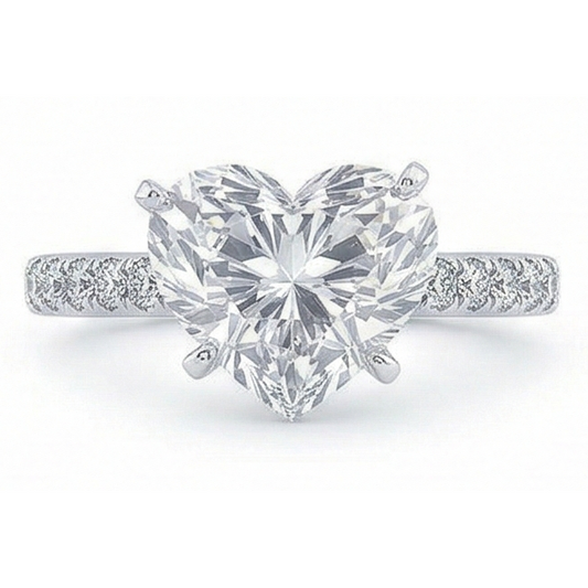 3,50 Karat Herz & Runder Echt Aus der Erde Abgebauter Natürlicher Diamant Ehering Schmuck Neu