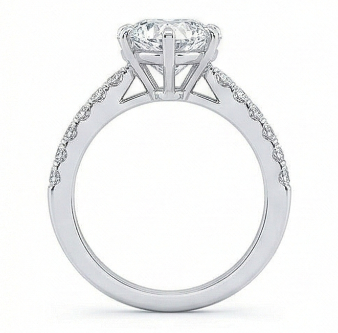 3,50 Karat Herz & Runder Echt Aus der Erde Abgebauter Natürlicher Diamant Ehering Schmuck Neu