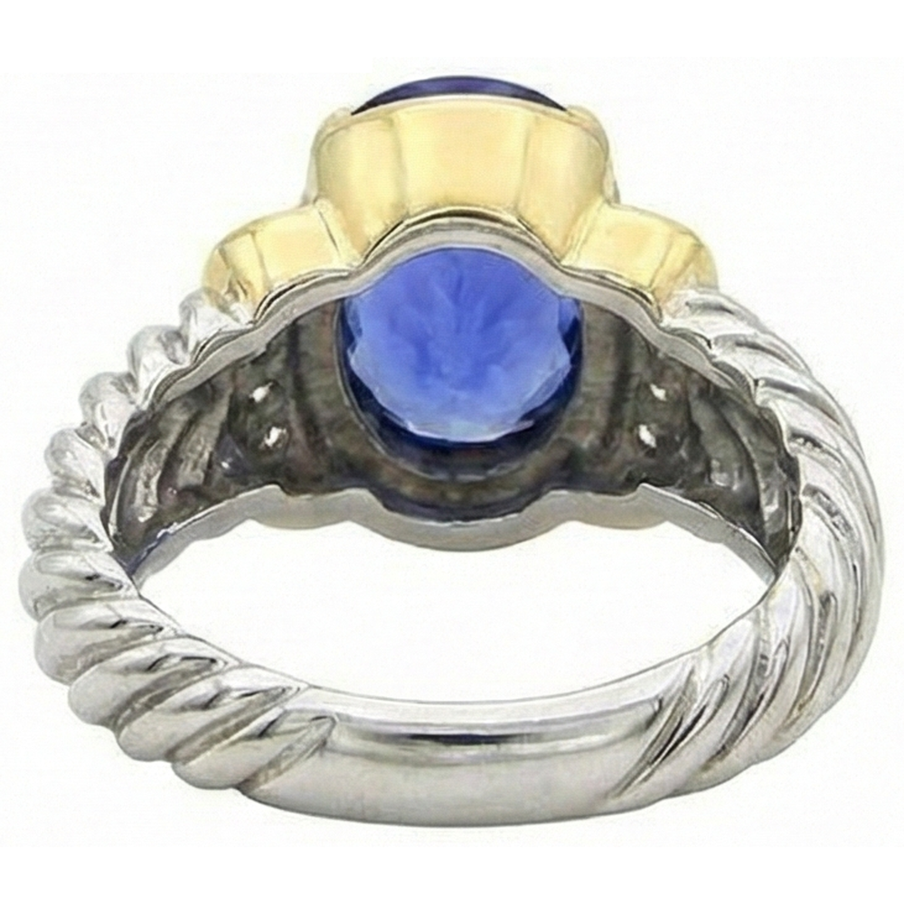 3,50 Karat Oval Tansanit FunkelndFunkelnd Aus der Erde Abgebauter Natürlicher Diamanten Ring Neu Zweifarbig