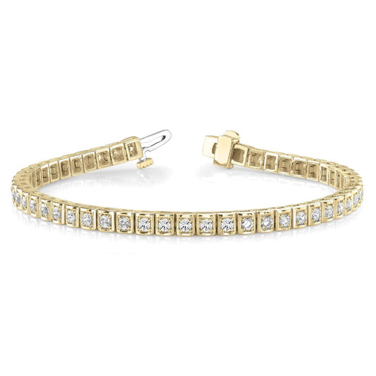 3.50 Karat Rund Echt diamant Tennisarmband Gelbgold 14K