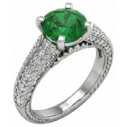 echter round smaragd 3.50Karat ring Seitenansicht