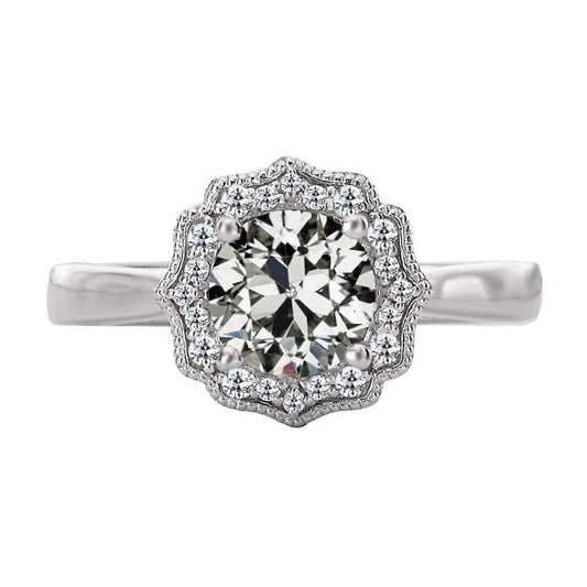 3.50 Karat runder alter Bergmann Echt Diamant Halo Ring Blumenstil